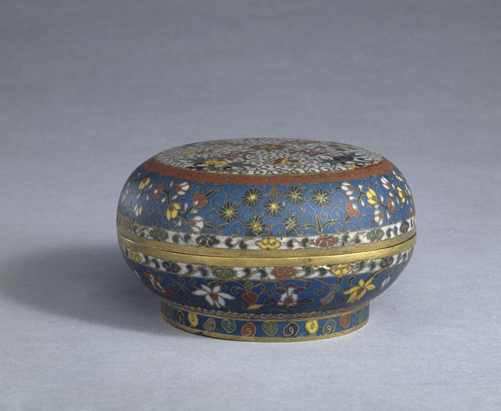 图片[1]-Wired enamel Fushou Kangning round box-China Archive